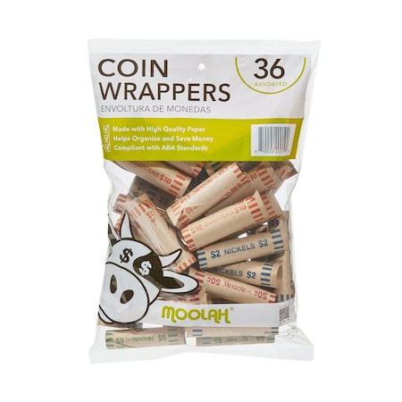 Moolah 36 Count Preformed Assorted Coin Wrappers 729000